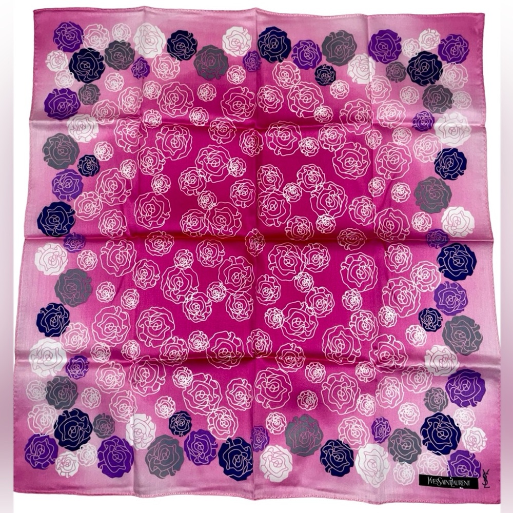 YSL Floral Cotton Mini Scarf - Picture 2 of 5